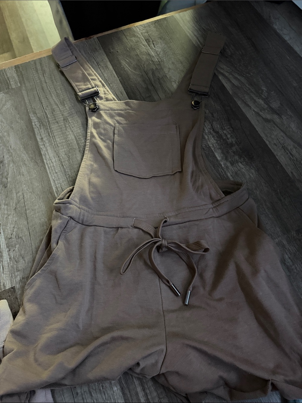 shosho Brown Drawstring Overall short Jumpsuit